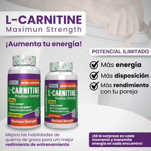 Suplemento para adelgazamiento L-Carnitina® 90 Caps - ¡Transforma la grasa en energía! SEGUNDA UNIDAD GRATIS SOLO HOY