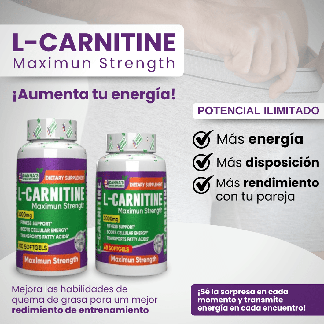 Suplemento para adelgazamiento L-Carnitina® 90 Caps - ¡Transforma la grasa en energía! SEGUNDA UNIDAD GRATIS SOLO HOY