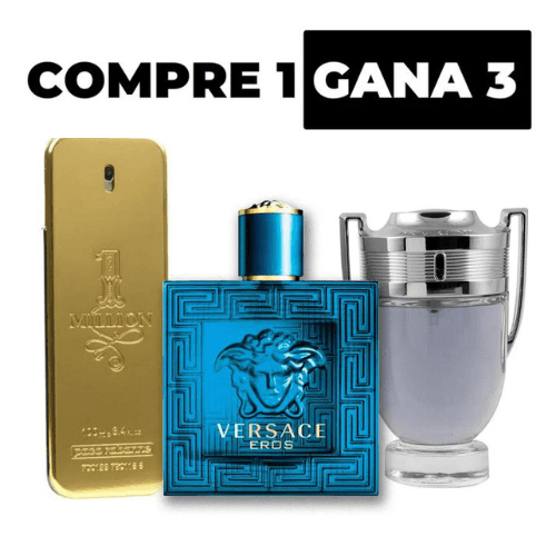 KIT LLEVA 3 Y PAGA 1 - PERFUMES PREMIUM - (VERSACE EROS + ONE MILLION + INVICTUS) - Últimas Unidades!