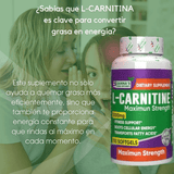 Suplemento para adelgazamiento L-Carnitina® 90 Caps - ¡Transforma la grasa en energía! SEGUNDA UNIDAD GRATIS SOLO HOY